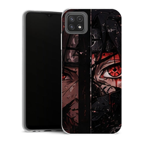 Coque Samsung Galaxy A22 5G Naruto Itachi Double Regard Sharingan Rouge Noir - MaCoquePerso