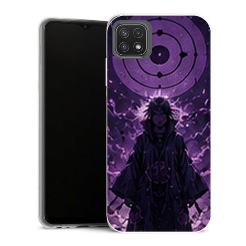 Coque Samsung Galaxy A22 5G Naruto Itachi Rinnegan Violet Ciel Cosmique Akatsuki - MaCoquePerso