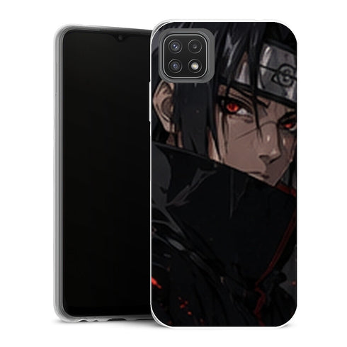 Coque Samsung Galaxy A22 5G Naruto Itachi Uchiha Portrait Akatsuki Noir Rouge - MaCoquePerso