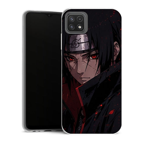 Coque Samsung Galaxy A22 5G Naruto Itachi Uchiha Portrait Sombre Akatsuki Regard Rouge - MaCoquePerso