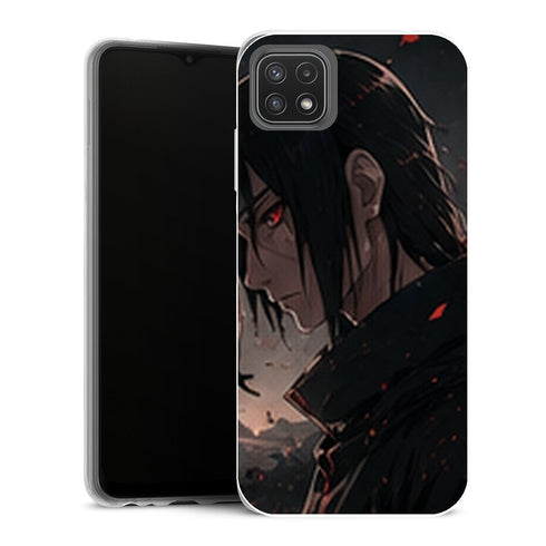 Coque Samsung Galaxy A22 5G Naruto Itachi Uchiha Profil Coucher Soleil Cendres - MaCoquePerso