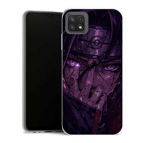 Coque Samsung Galaxy A22 5G Naruto Itachi Uchiha Regard Violet Sharingan Sombre - MaCoquePerso