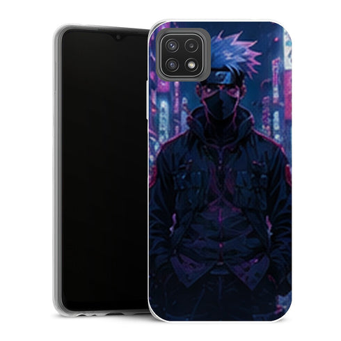Coque Samsung Galaxy A22 5G Naruto Kakashi Cyberpunk Ville Neon Pluie Manga - MaCoquePerso