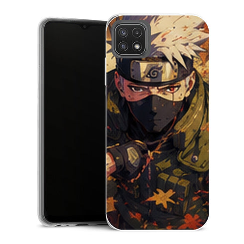 Coque Samsung Galaxy A22 5G Naruto Kakashi Hatake Feuilles Orange Regard Ninja - MaCoquePerso