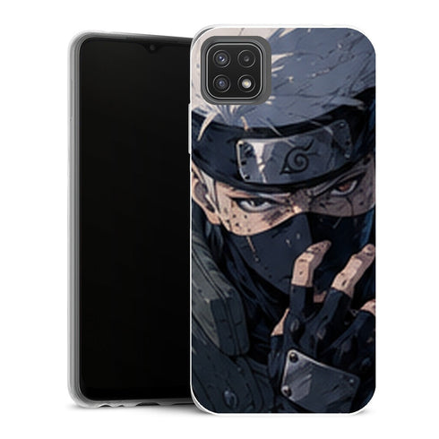 Coque Samsung Galaxy A22 5G Naruto Kakashi Main Jutsu Sharingan Portrait Sombre - MaCoquePerso