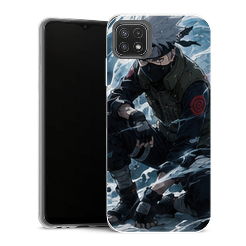 Coque Samsung Galaxy A22 5G Naruto Kakashi Ninja Neige Glace Rasengan Bleu - MaCoquePerso