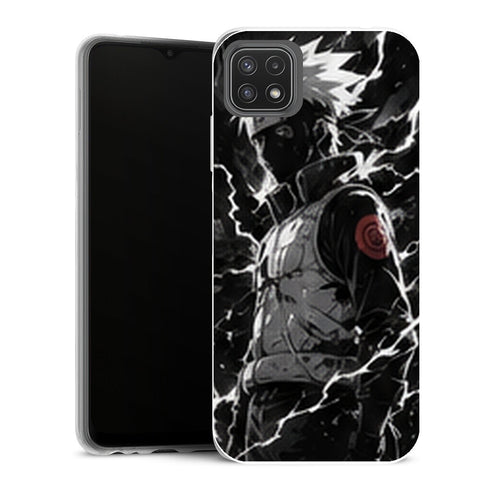 Coque Samsung Galaxy A22 5G Naruto Kakashi Noir Blanc Eclair Shinobi Masque - MaCoquePerso