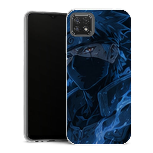 Coque Samsung Galaxy A22 5G Naruto Kakashi Portrait Bleu Electrique Sharingan - MaCoquePerso