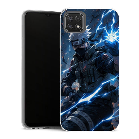 Coque Samsung Galaxy A22 5G Naruto Kakashi Raikiri Combat Eclairs Bleus Action - MaCoquePerso