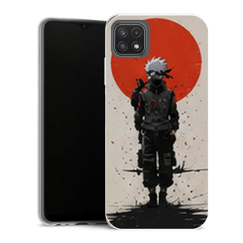 Coque Samsung Galaxy A22 5G Naruto Kakashi Silhouette Soleil Rouge Minimaliste - MaCoquePerso