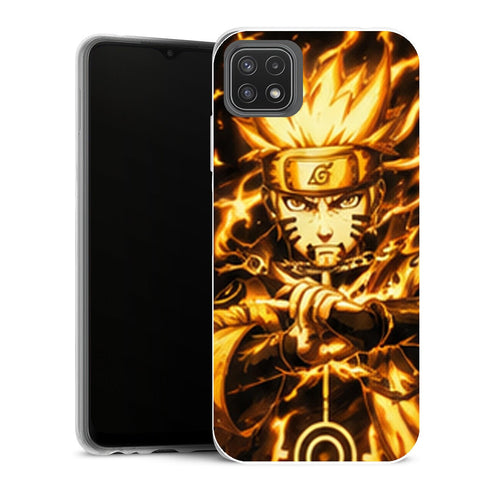 Coque Samsung Galaxy A22 5G Naruto Naruto Shippuden Mode Baryon Flammes Orange - MaCoquePerso