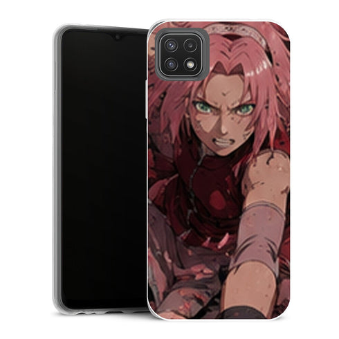 Coque Samsung Galaxy A22 5G Naruto Sakura Haruno Combat Fleurs Roses - MaCoquePerso