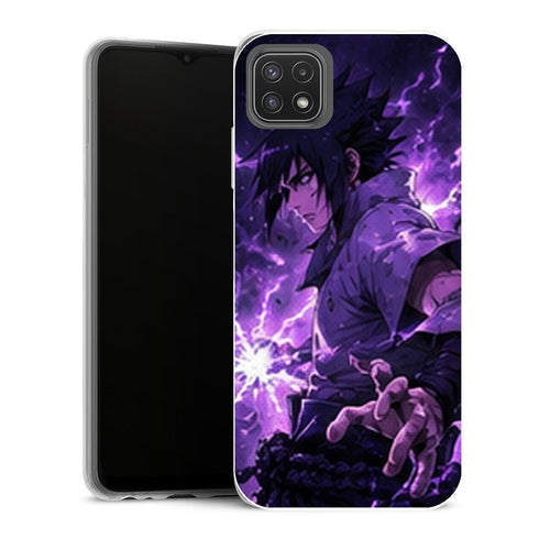 Coque Samsung Galaxy A22 5G Naruto Sasuke Uchiha Chidori Violet Naruto Shippuden - MaCoquePerso
