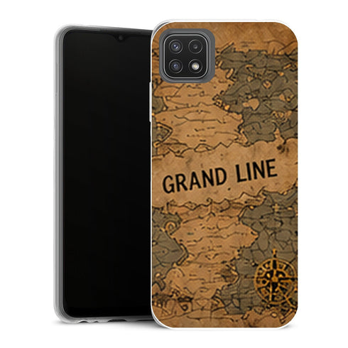 Coque Samsung Galaxy A22 5G One Piece Grand Line Map Gold - MaCoquePerso
