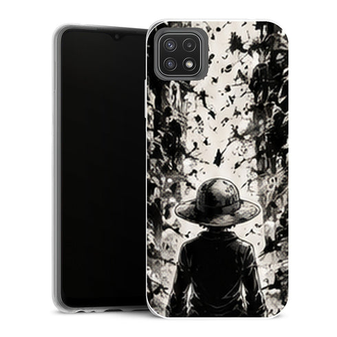 Coque Samsung Galaxy A22 5G One Piece Luffy Encre Noire - MaCoquePerso
