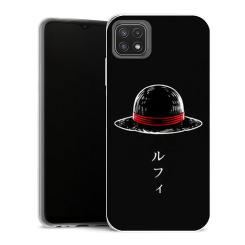 Coque Samsung Galaxy A22 5G One Piece Luffy Hat Minimal Black - MaCoquePerso