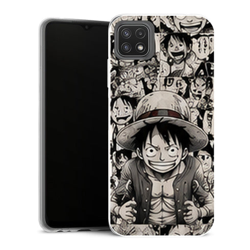 Coque Samsung Galaxy A22 5G One Piece Luffy Manga Faces - MaCoquePerso