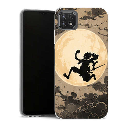 Coque Samsung Galaxy A22 5G One Piece Luffy Moon Jump - MaCoquePerso