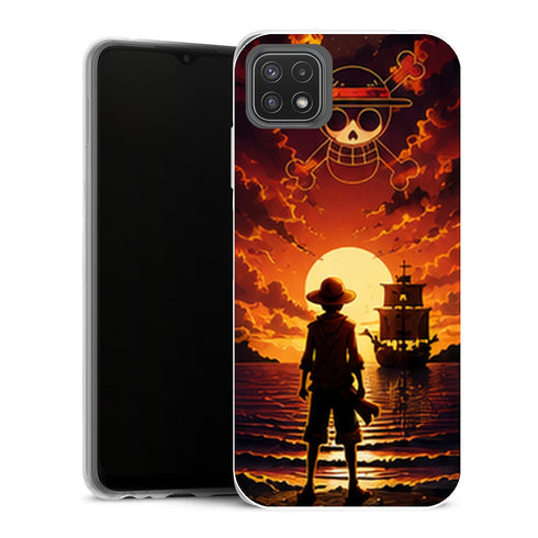 Coque Samsung Galaxy A22 5G One Piece Luffy Sunset Skull - MaCoquePerso