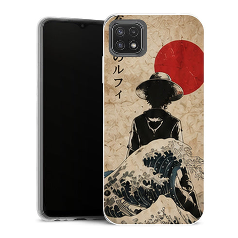 Coque Samsung Galaxy A22 5G One Piece Luffy Vague Japonaise - MaCoquePerso