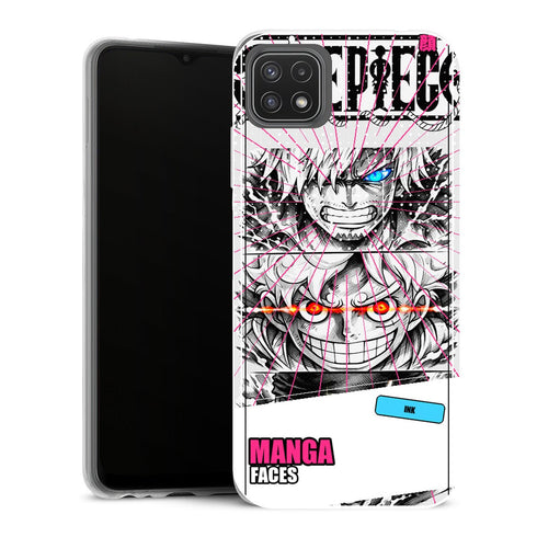 Coque Samsung Galaxy A22 5G One Piece Mono Faces Black White - MaCoquePerso