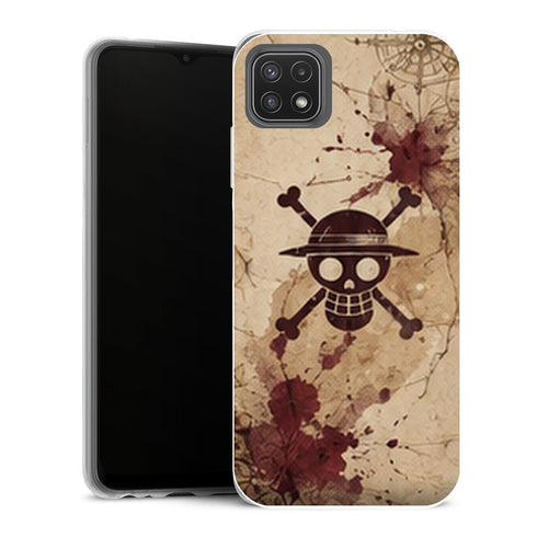 Coque Samsung Galaxy A22 5G One Piece Mugiwara Parchment Blood - MaCoquePerso