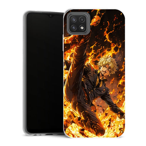 Coque Samsung Galaxy A22 5G One Piece Sanji One Piece Coque Iphone Samsung Jambe Flammes Orange - MaCoquePerso