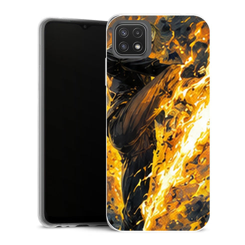 Coque Samsung Galaxy A22 5G One Piece Sanji One Piece Coque Iphone Samsung Kick Feu Orange - MaCoquePerso