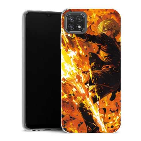 Coque Samsung Galaxy A22 5G One Piece Sanji One Piece Coque Iphone Samsung Kick Flammes Rouges - MaCoquePerso