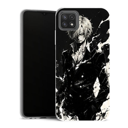 Coque Samsung Galaxy A22 5G One Piece Sanji One Piece Coque Iphone Samsung Noir Blanc Encre - MaCoquePerso