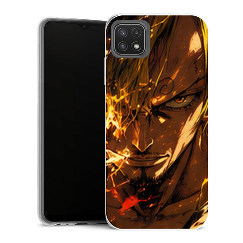 Coque Samsung Galaxy A22 5G One Piece Sanji One Piece Coque Iphone Samsung Visage Flammes Intense - MaCoquePerso