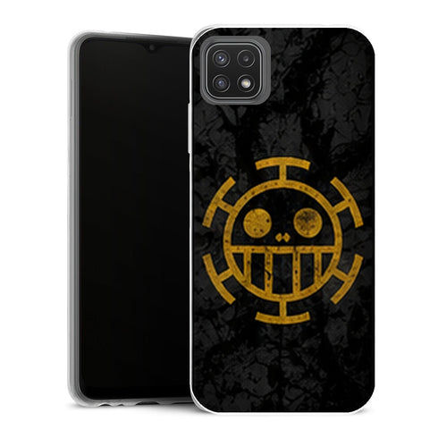 Coque Samsung Galaxy A22 5G One Piece Trafalgar Law Logo Gold - MaCoquePerso