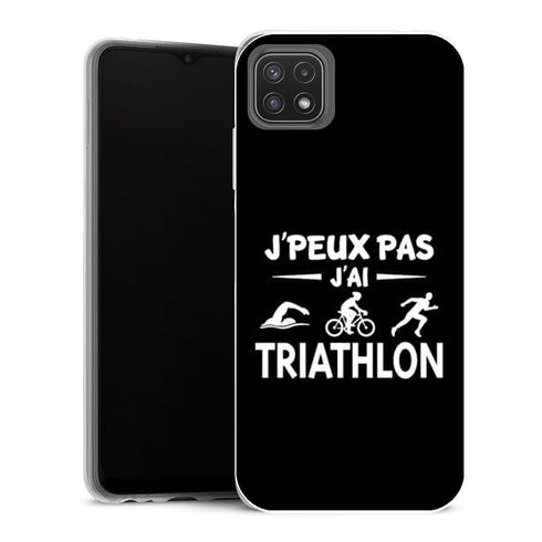 Coque Samsung Galaxy A22 5G Sports je peux pas j ai triathlon - MaCoquePerso