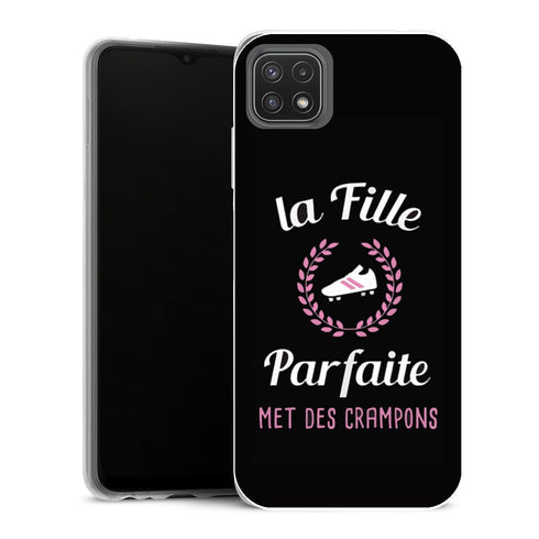 Coque Samsung Galaxy A22 5G Sports la fille parfaite met des crampons footballeuse - MaCoquePerso