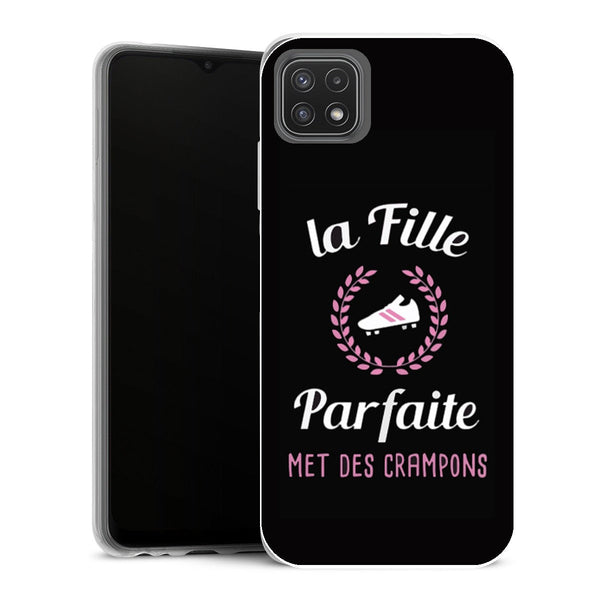 Coque Samsung Galaxy A22 5G Sports la fille parfaite met des crampons footballeuse - MaCoquePerso