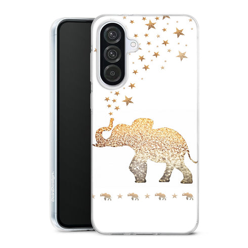 Coque Samsung Galaxy A56 5G Gatsby Gold Glitter Elephant avec motif animalier