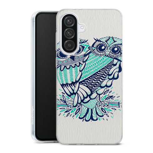 Coque Samsung Galaxy A56 5G Hiboux Turquoises avec motif animalier