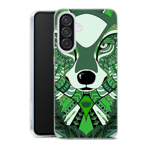 Coque Samsung Galaxy A56 5G Loup Vert Azteque avec motif animalier