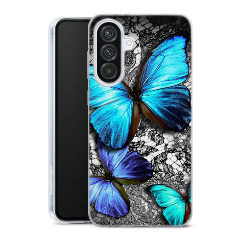 Coque Samsung Galaxy A56 5G Papillon Turquoise avec motif animalier