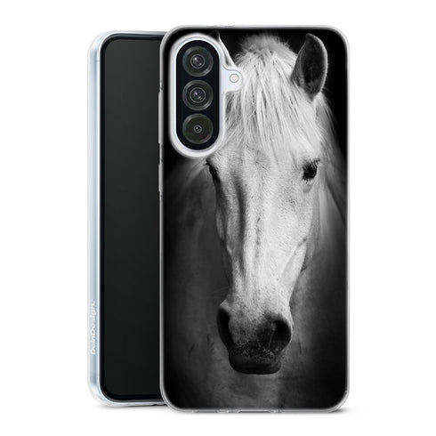 Coque Samsung Galaxy A56 5G Tete Cheval Noir et Blanc avec motif animalier