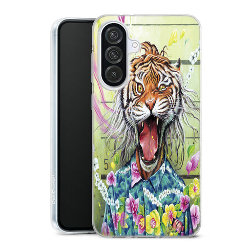 Coque Samsung Galaxy A56 5G Tiger Flowers avec motif animalier