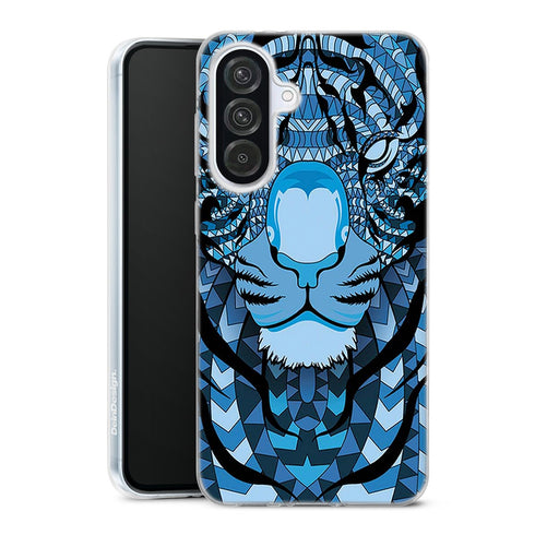 Coque Samsung Galaxy A56 5G Tigre Bleu Aztec avec motif animalier