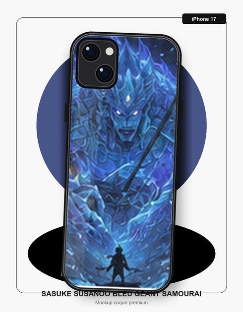 Coque iPhone 17 Manga Naruto Sasuke Susanoo Bleu Geant Samourai Naruto