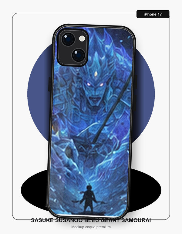 Coque iPhone 17 Manga Naruto Sasuke Susanoo Bleu Geant Samourai Naruto