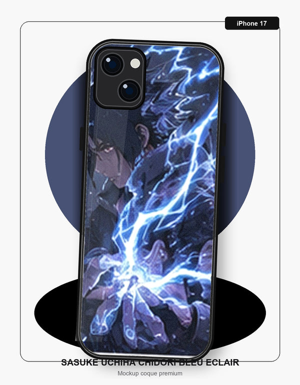 Coque iPhone 17 Manga Naruto Sasuke Uchiha Chidori Bleu Eclair Naruto