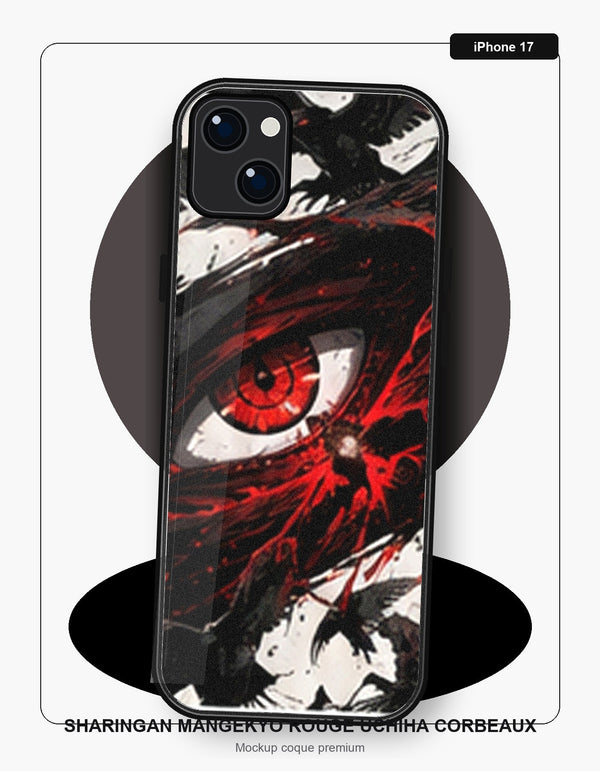 Coque iPhone 17 Manga Naruto Sharingan Mangekyo Rouge Uchiha Corbeaux Naruto
