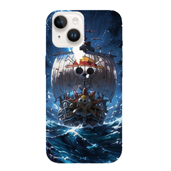 Coque iPhone 15 One Piece Thousand Sunny Tempete