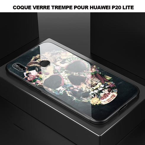 Coque vintage skull verre Trempé pour Huawei P20 LITE