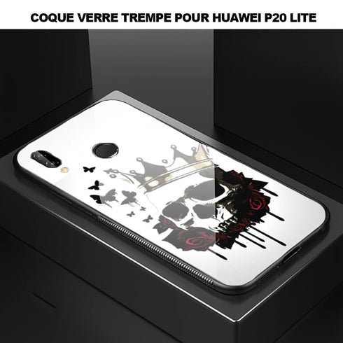 Coque renforcée en Verre tél portable Huawei P20 Lite El Rey de la Muerte ( design Tete de Mort )