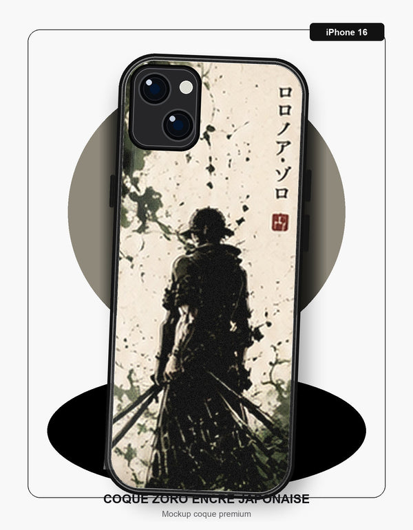 Coque Zoro Encre Japonaise iPhone 16 One Piece